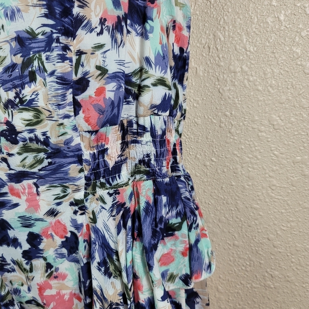 Akualani Abstract Print Sleeveless ruffles Dress Sz M - Picture 8 of 9
